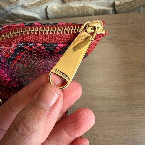 Brahmin Red Caroline Snake Print Small Satchel Melbourne Collection - Picture 9 of 13